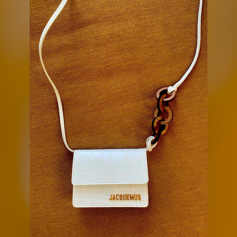 Jacquemus White Mini Bag with Gold Logo